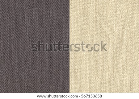 two fabric color(brown, ivory) pattern, textures for background(woven, cotton)
