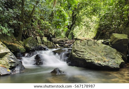 Sedim river waterfall in nature forest.