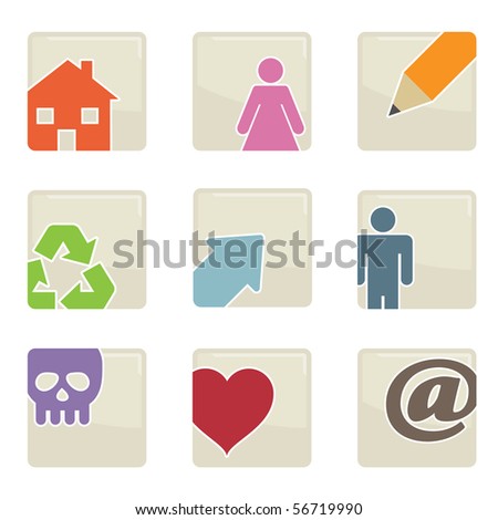 web icons with motifs isolated on white, with clipping masks