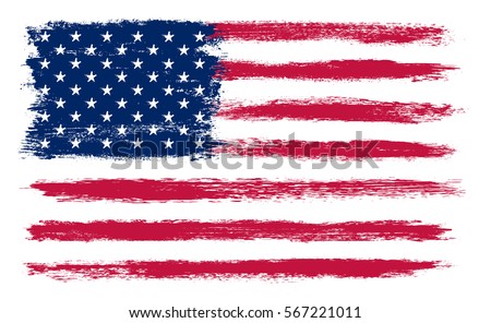 USA flag in grunge style.Vector flag of America.