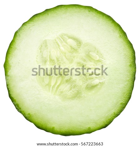 cucumber slice, isolated on a white background Royalty-Free Stock Photo #567223663