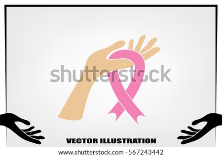 Ribbon in hand fall icon vector EPS 10, abstract sign flat design,  illustration modern isolated badge for website or app - stock info graphics.