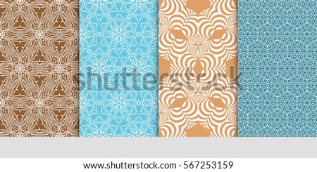 set of Vector seamless pattern. Geometric ornament with abstract flower. for design, wallpaper, invitation.