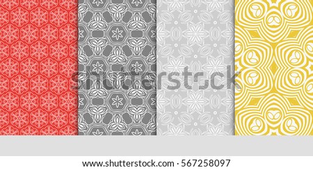 set of modern floral pattern of geometric ornament. Seamless vector illustration. for interior design, printing, wallpaper.