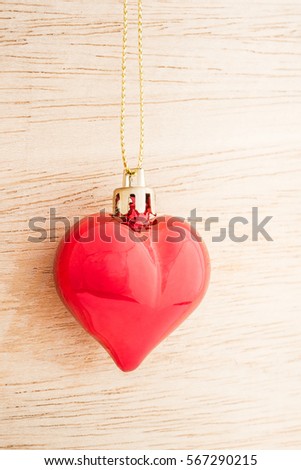 Red Heart on wooden background, Valentines day
