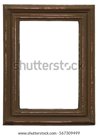 Brown photo frame isolate on white background (clipping path)