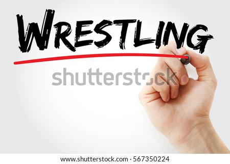 Hand writing Wrestling with marker, concept background