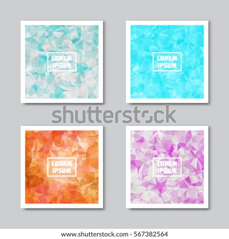 Set of polygonal abstract backgrounds. Vector triangular pattern for spring, summer, card, brochure, tag, flyer, banner design.
