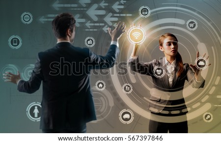 futuristic graphical interface and system engineers, abstract image visual