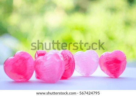 candy heart with nature background.
valentines day concepts. love concept.