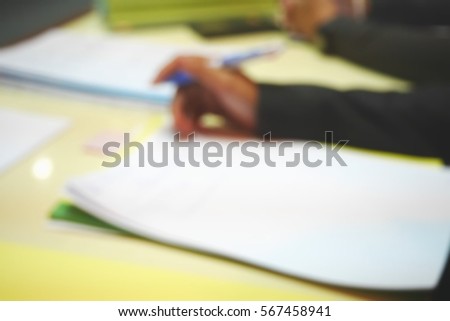 Picture blurred  for background abstract and can be illustration to article of people hand write