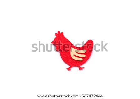 Handmade rooster with isolate white copy space, New Year 2017, Year of rooster concept.