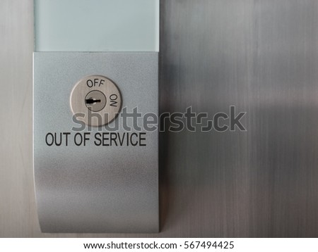 elevator and escalator safety lock with empty background on the right