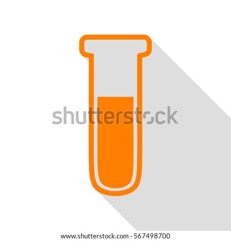 Medical Tube icon. Laboratory glass sign. Orange icon with flat style shadow path.