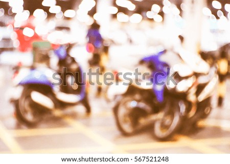 Blurred  background abstract and can be illustration to article of Motorcycle parking