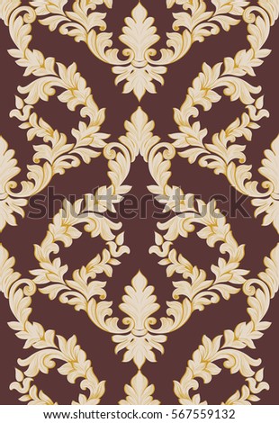 Vintage Baroque damask floral pattern acanthus Imperial style. Vector decor background. Luxury Classic ornament. Royal Victorian texture for wallpapers, textile, fabric
