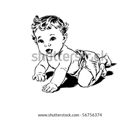Crawling Baby - Retro Clip Art
