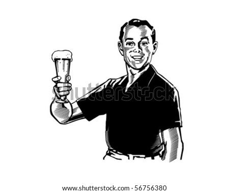 Man With Beer - Retro Clip Art