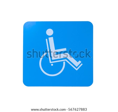 Sign disabled, detail of a signal, isolated on white background. Clipping path included.