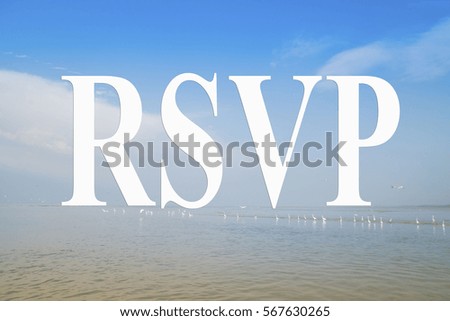 RSVP word with a blue sky