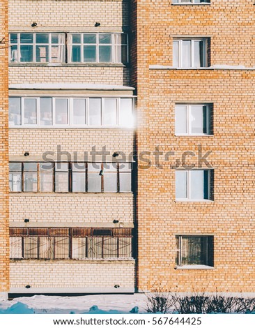 Building architecture wirh red bricks in Minsk, Belarus