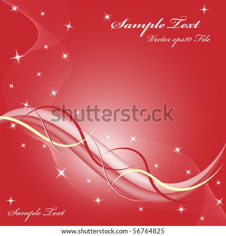 Abstract red background composition with stars and flowing wispy lines. Copy space for text. Raster also available.