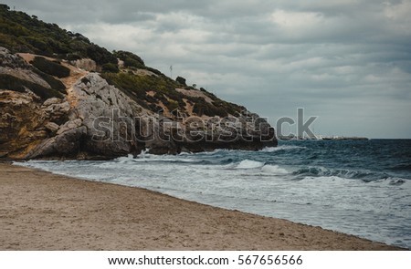 Mediterranean beach in Garraf. Catalonia, Spain