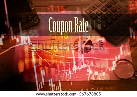 Coupon Rate - Hand writing word to represent the meaning of financial word as concept. A word Coupon Rate is a part of Investment&Wealth management in stock photo.