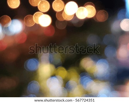 Blurred light on the road in the city at night bokeh background