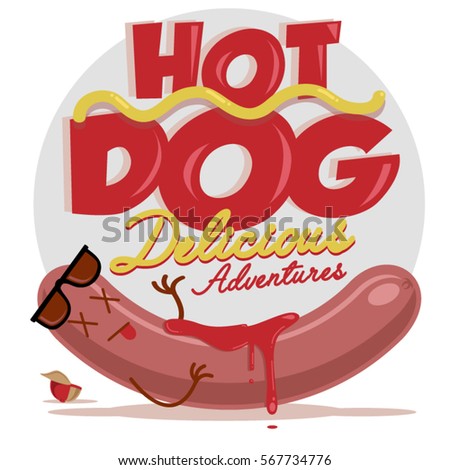 Delicious funny Hot Dog with ketchup