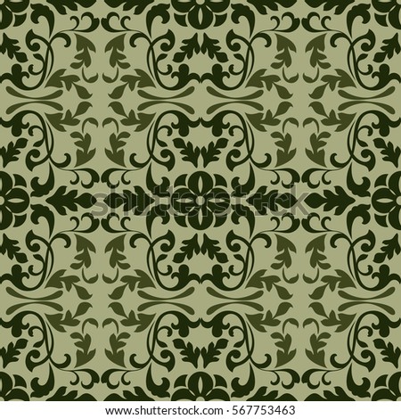 Dark green vintage wallpaper pattern vector illustration.