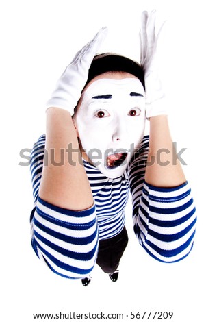 Street mime. Isolated on white.