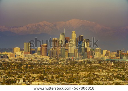 Sunset classical view of Los Angeles Downtown at Kenneth State Park
