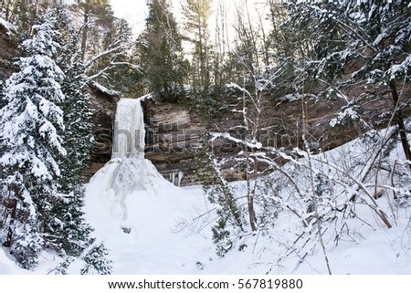 Frozen waterfall in the upper peninsula.