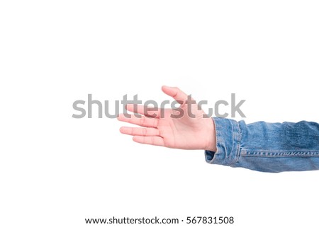 business hand request handshake  isolated on white background , Clipping Path