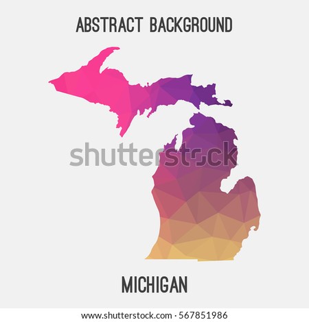 Michigan map in geometric polygonal,mosaic style.Abstract tessellation,modern design background. Vector illustration EPS8