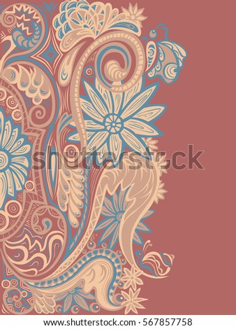 Floral decorative ornament pattern on sienna background