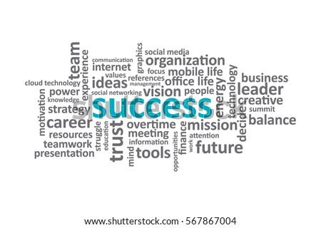 Success - Typography graphic work, consisting of important words and concepts in the business world. Royalty-Free Stock Photo #567867004