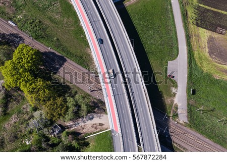 aerial view of highway in  the summer in Poland