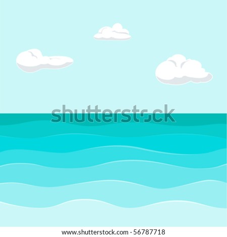 seview background with waves & clouds