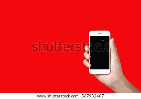 hand holding using mobile phone.Man using smart phone.