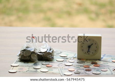 Time is money, time to invest, time value for money, finance saving and investment concept