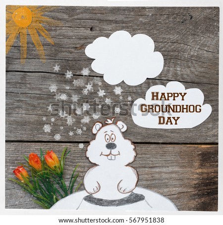 Happy Groundhog Day card.