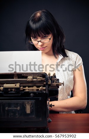 Vintage Girl With Typewriter