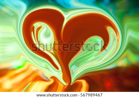Digital blurred background with hearts pictured with grunge flow