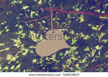 White Heart  hanging on tree,in morning