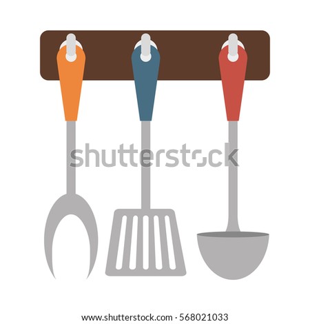 Brown rack utensils kitchen icon image, vector illustration