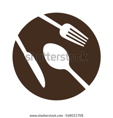 brown plate with cutlery icon image design, vector illustration