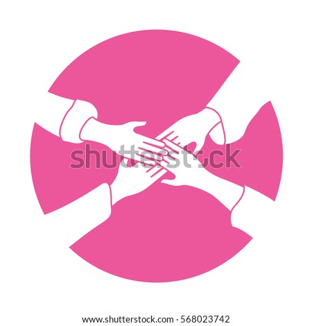 emblem hands of women together image icon, vector illustration
