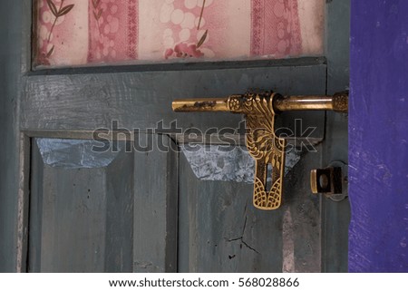 Beautiful golden door handle.